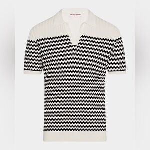 Orlebar Brown Black and White Short-Sleeve Knit Polo